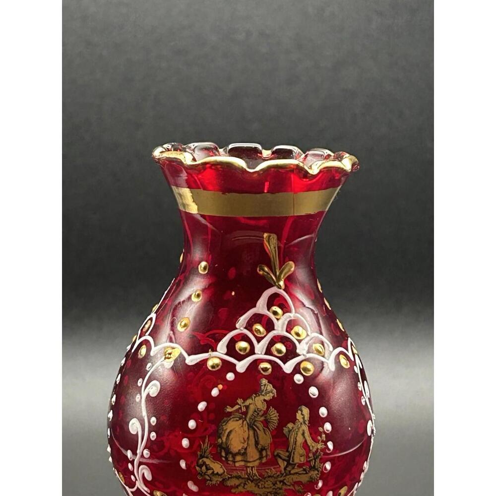 Vintage Beautiful Murano Italian art glass Classical Cameo Vase Red 5 Inch 1970s - Picture 7 of 9